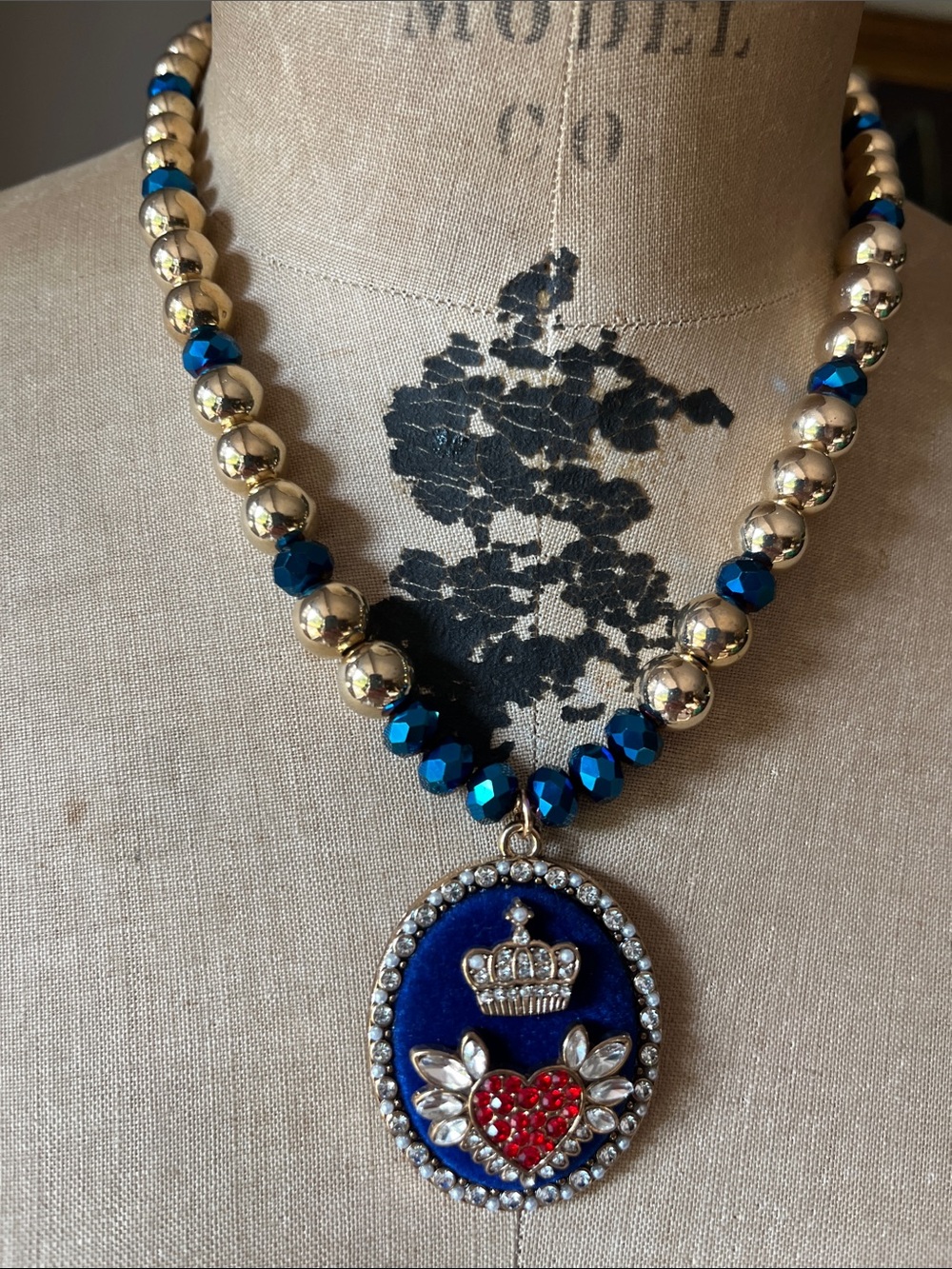 Katrina Queen of Hearts Gold Beaded Necklace